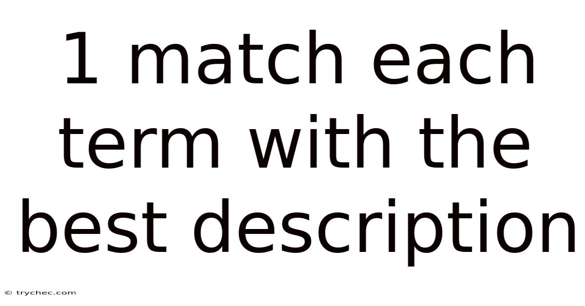 1 Match Each Term With The Best Description