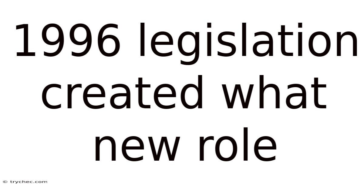 1996 Legislation Created What New Role