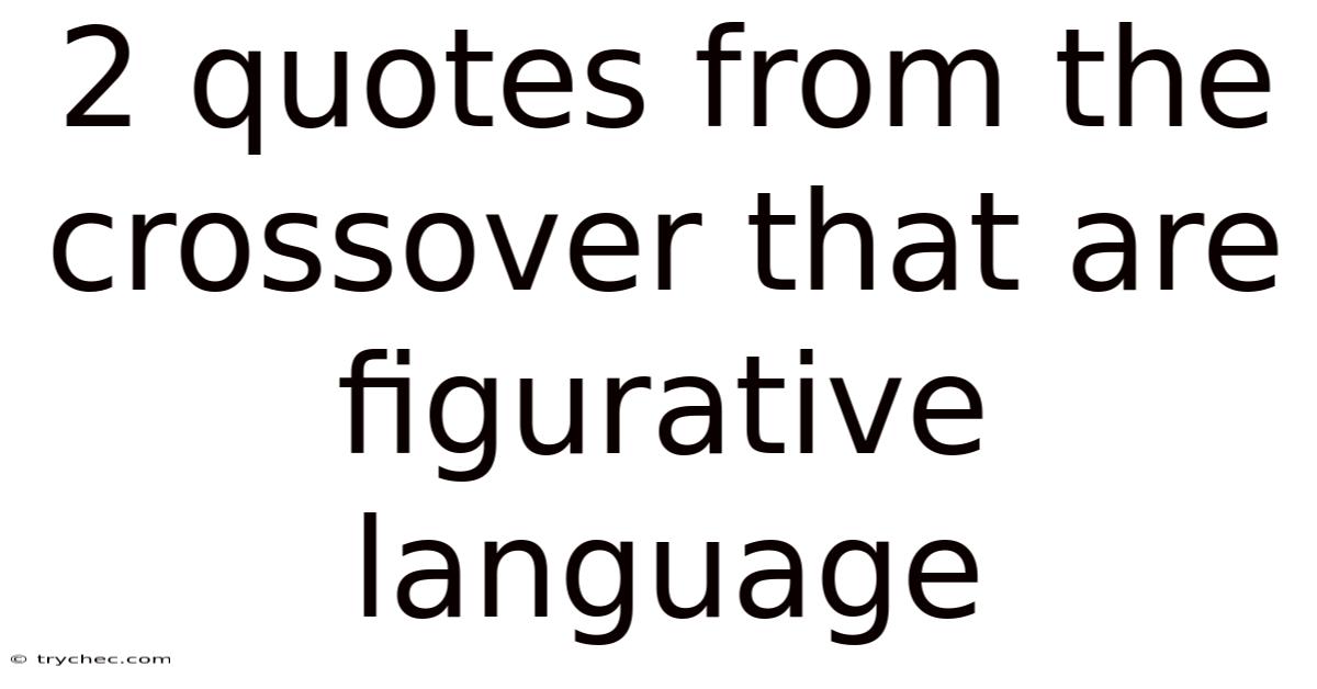 2 Quotes From The Crossover That Are Figurative Language