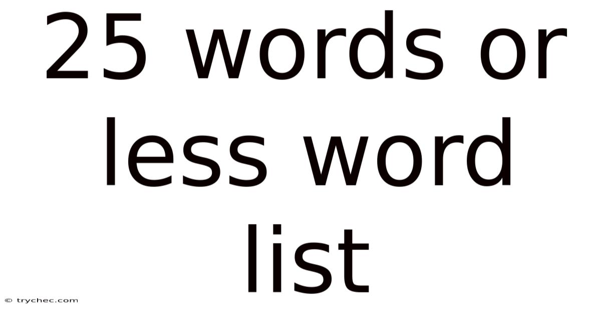 25 Words Or Less Word List
