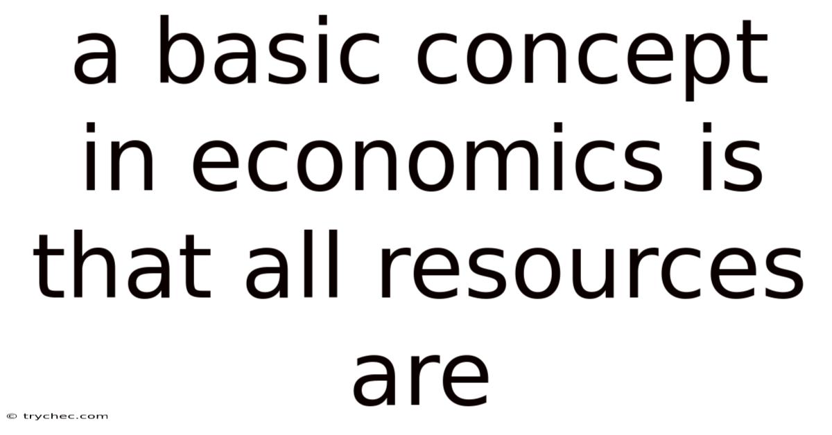 A Basic Concept In Economics Is That All Resources Are