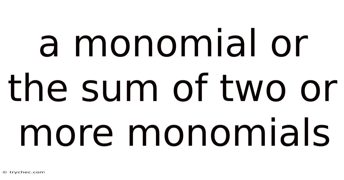 A Monomial Or The Sum Of Two Or More Monomials