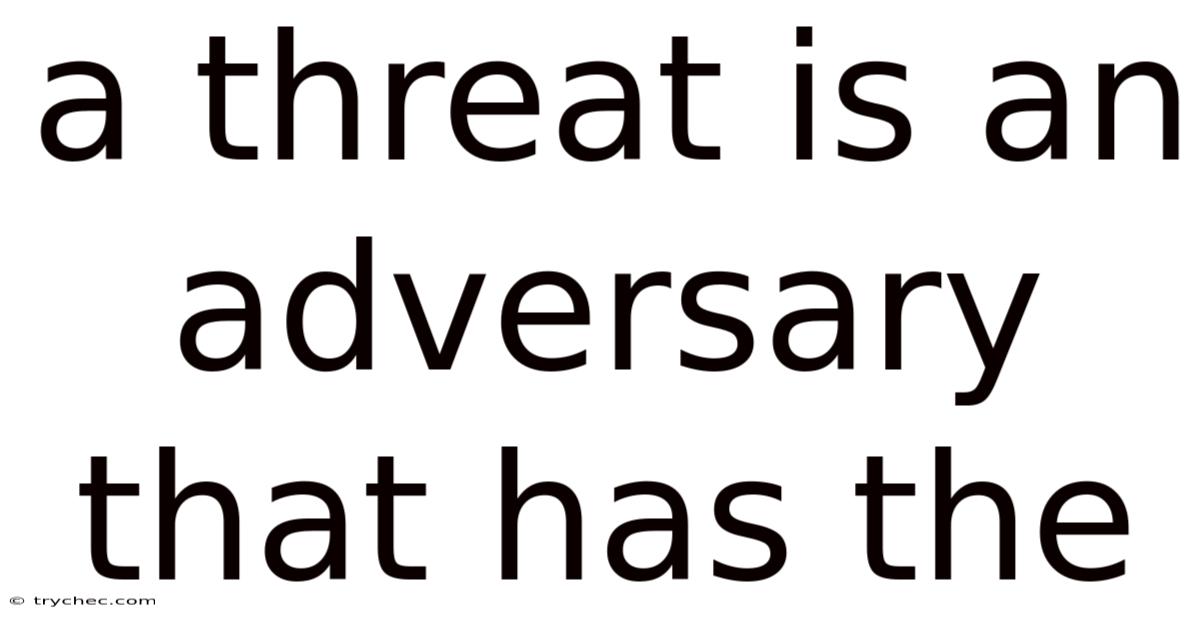 A Threat Is An Adversary That Has The