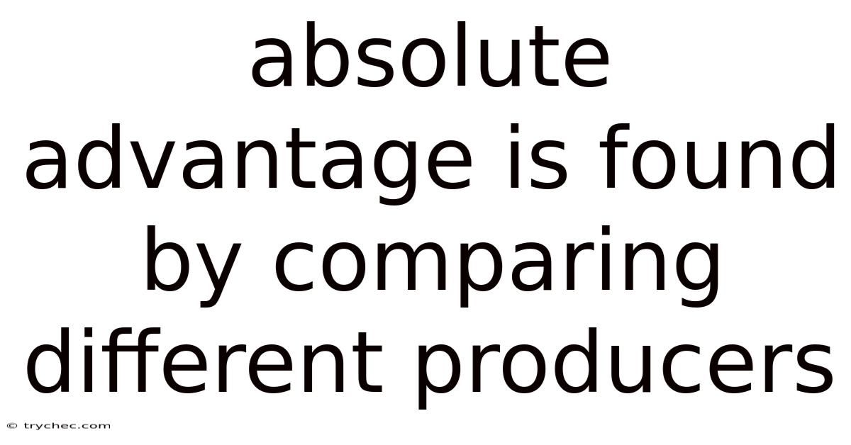 Absolute Advantage Is Found By Comparing Different Producers