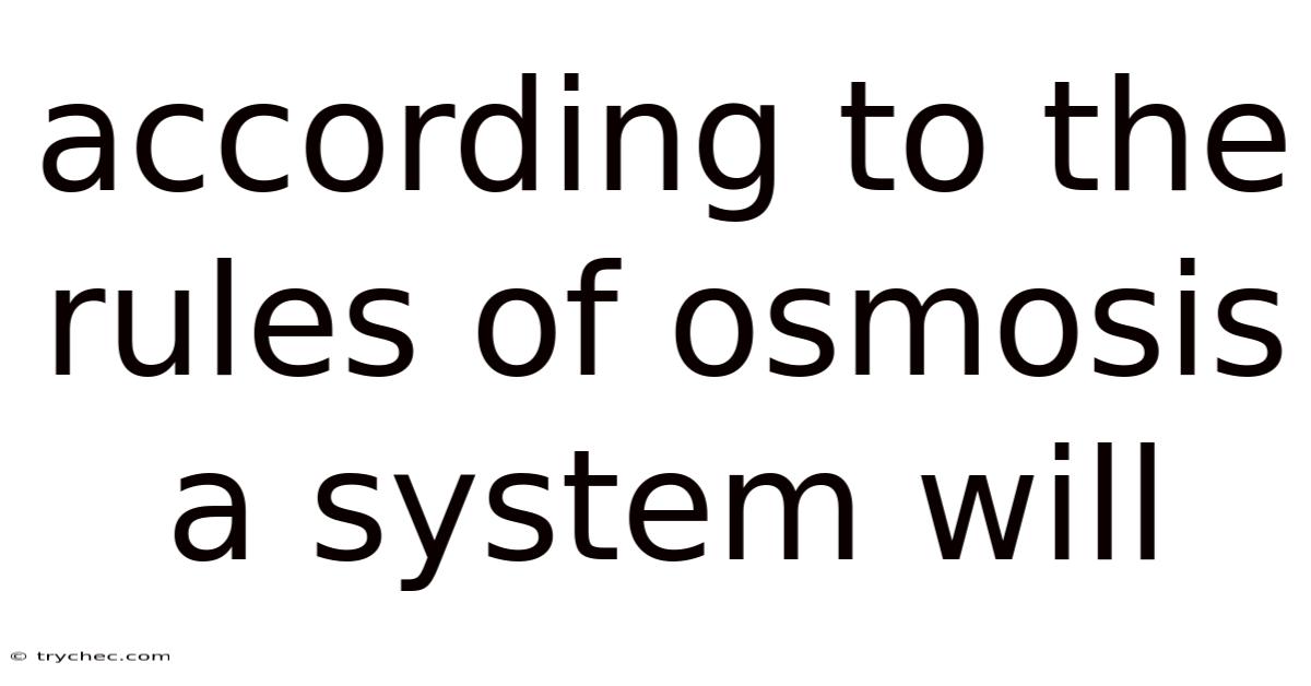 According To The Rules Of Osmosis A System Will