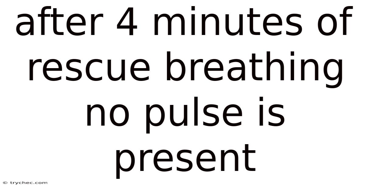 After 4 Minutes Of Rescue Breathing No Pulse Is Present