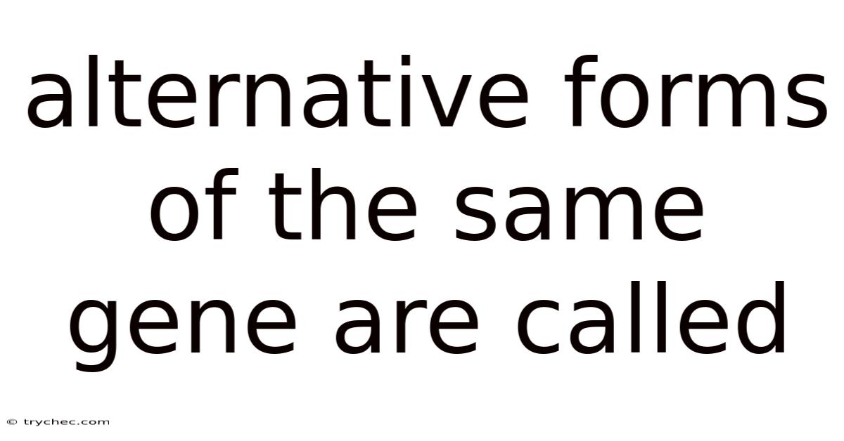 Alternative Forms Of The Same Gene Are Called