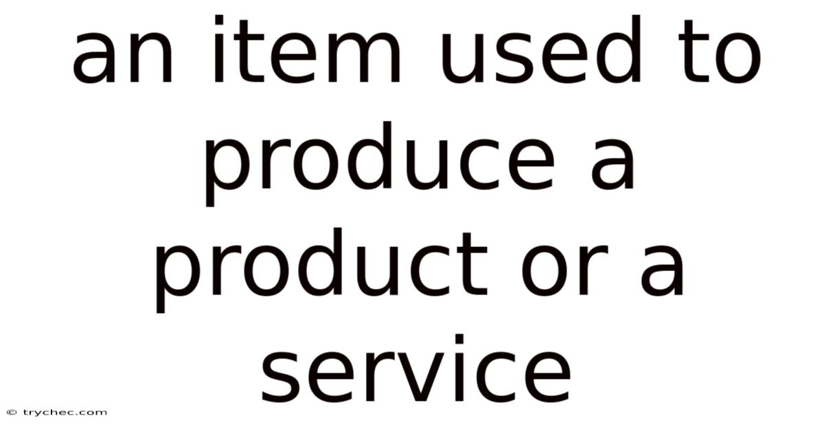 An Item Used To Produce A Product Or A Service