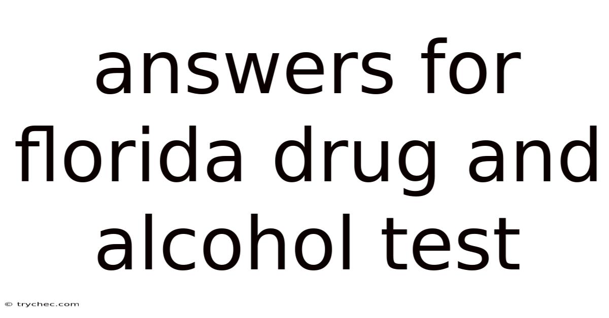 Answers For Florida Drug And Alcohol Test