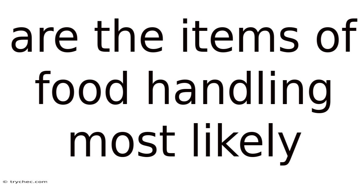 Are The Items Of Food Handling Most Likely