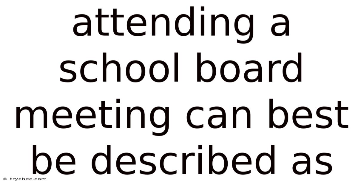 Attending A School Board Meeting Can Best Be Described As