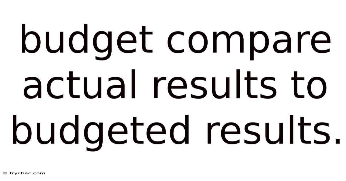 Budget Compare Actual Results To Budgeted Results.