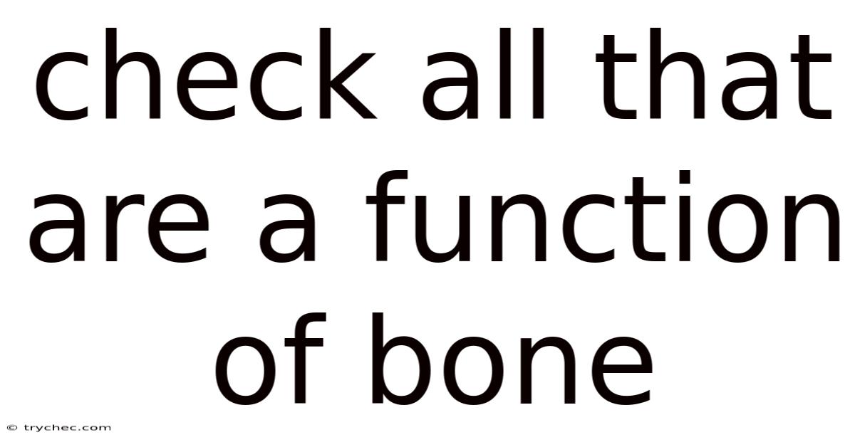 Check All That Are A Function Of Bone