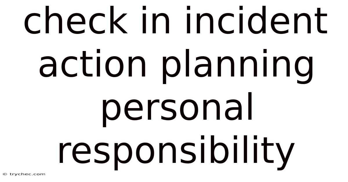 Check In Incident Action Planning Personal Responsibility