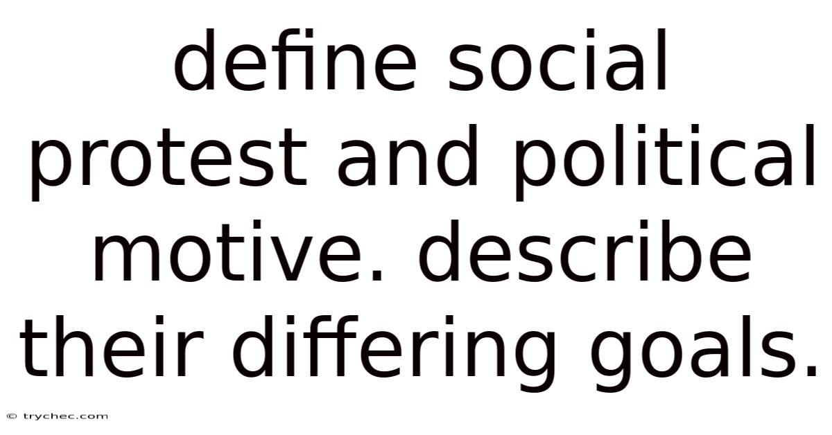 Define Social Protest And Political Motive. Describe Their Differing Goals.