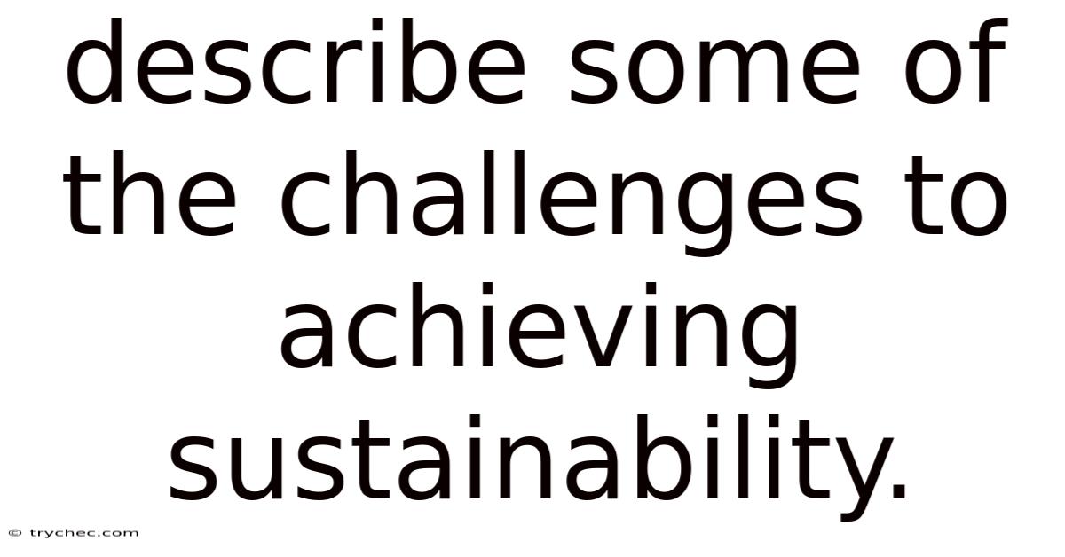 Describe Some Of The Challenges To Achieving Sustainability.