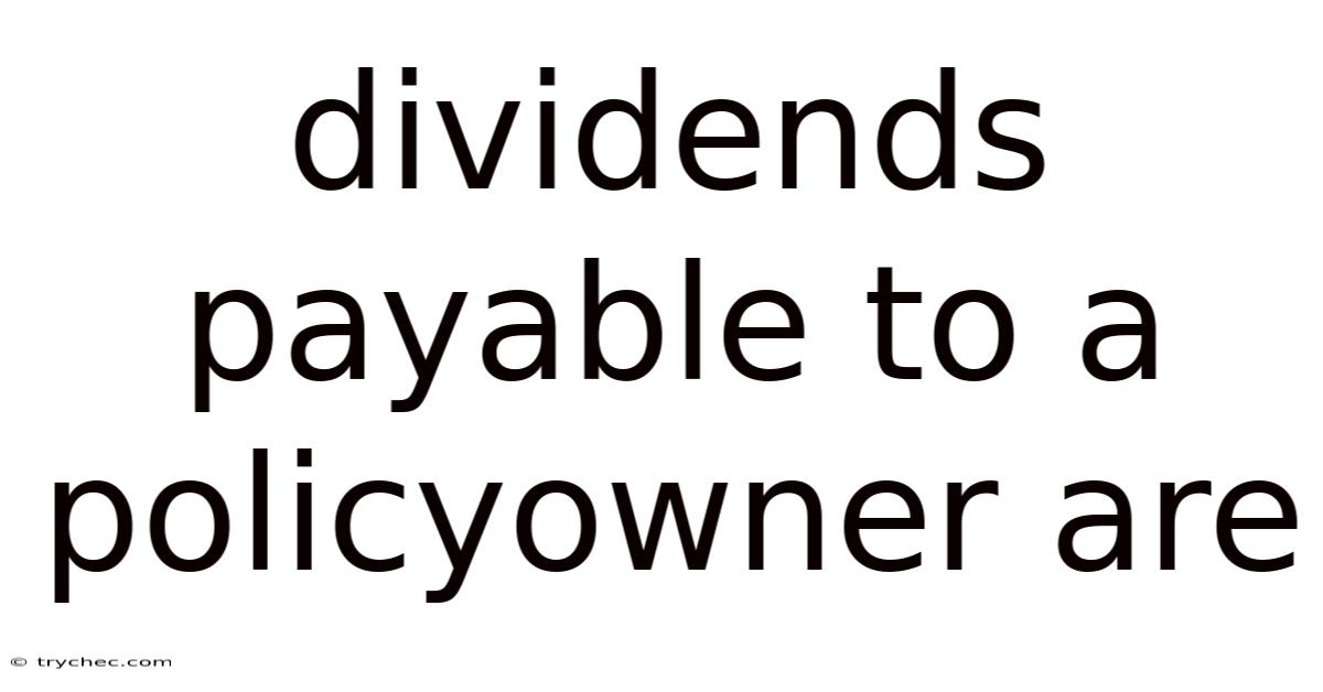 Dividends Payable To A Policyowner Are