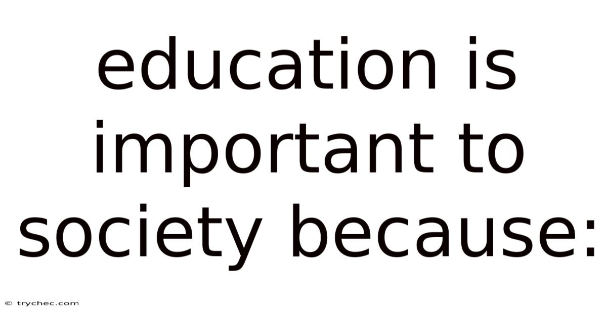 Education Is Important To Society Because: