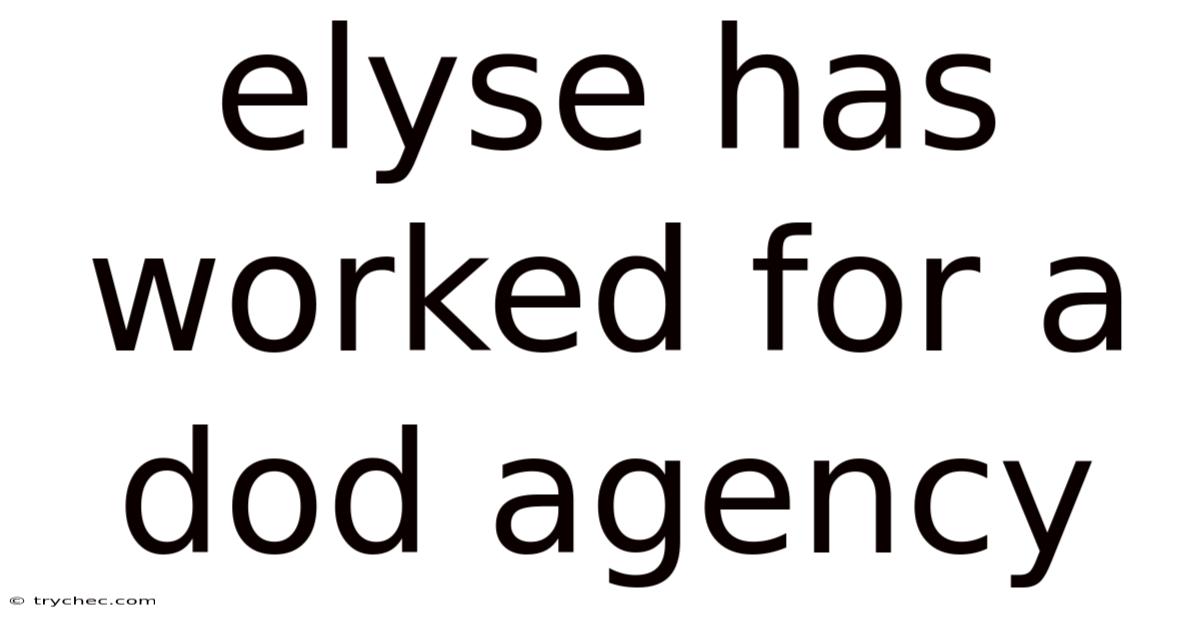 Elyse Has Worked For A Dod Agency