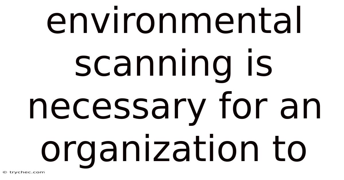 Environmental Scanning Is Necessary For An Organization To