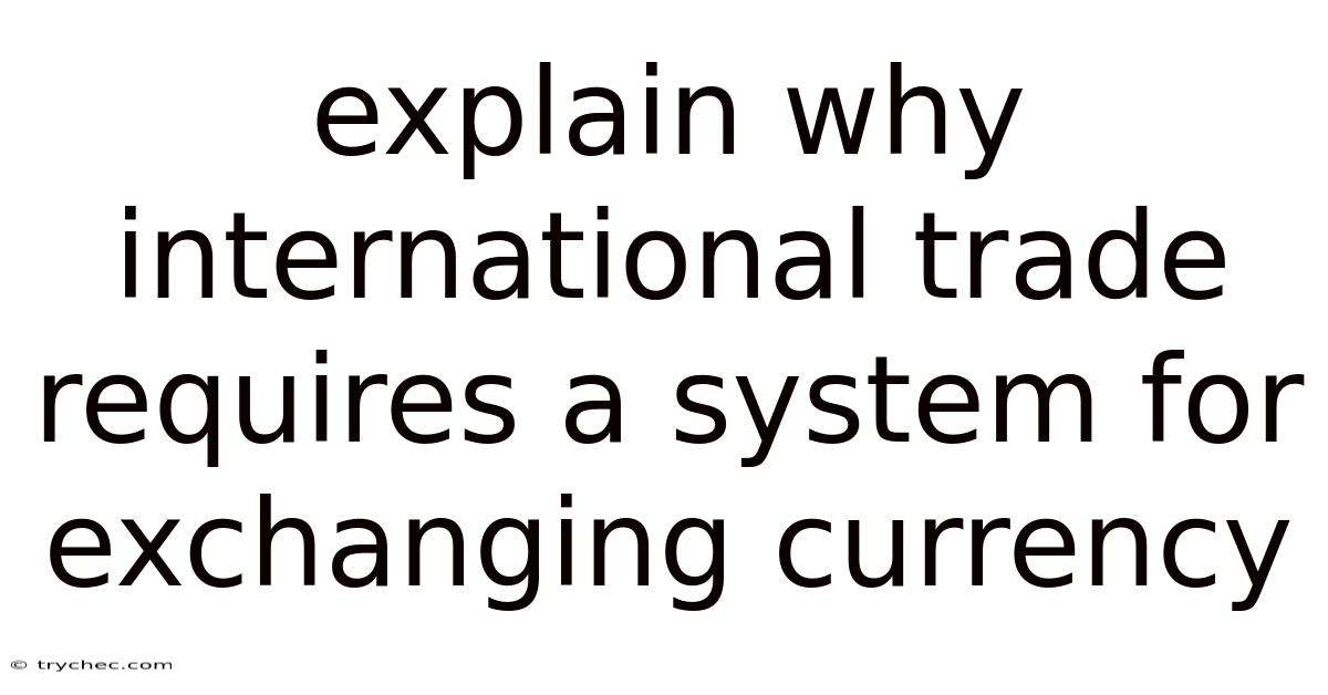 Explain Why International Trade Requires A System For Exchanging Currency