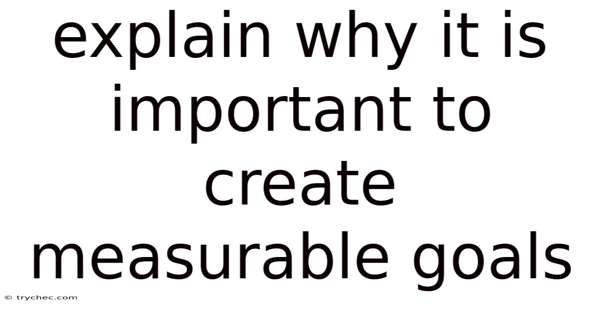 Explain Why It Is Important To Create Measurable Goals