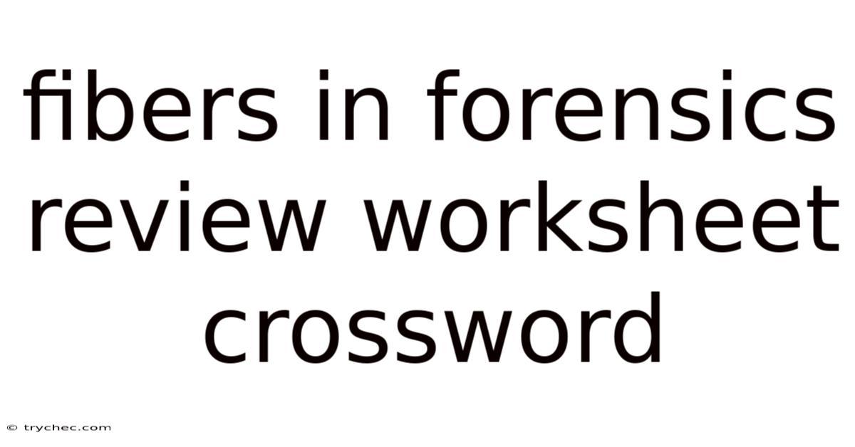 Fibers In Forensics Review Worksheet Crossword