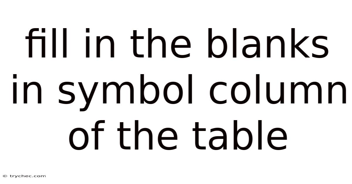 Fill In The Blanks In Symbol Column Of The Table
