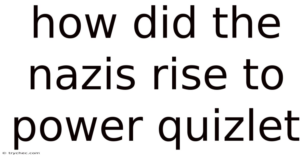 How Did The Nazis Rise To Power Quizlet