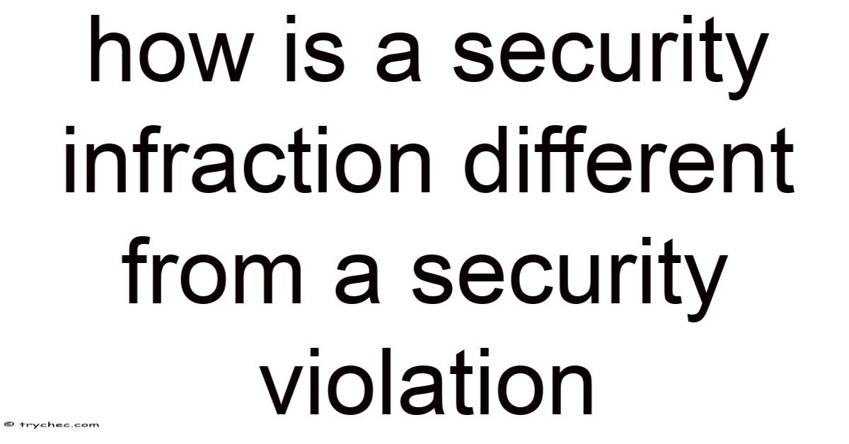 How Is A Security Infraction Different From A Security Violation