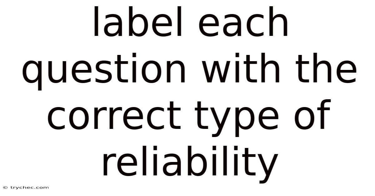 Label Each Question With The Correct Type Of Reliability