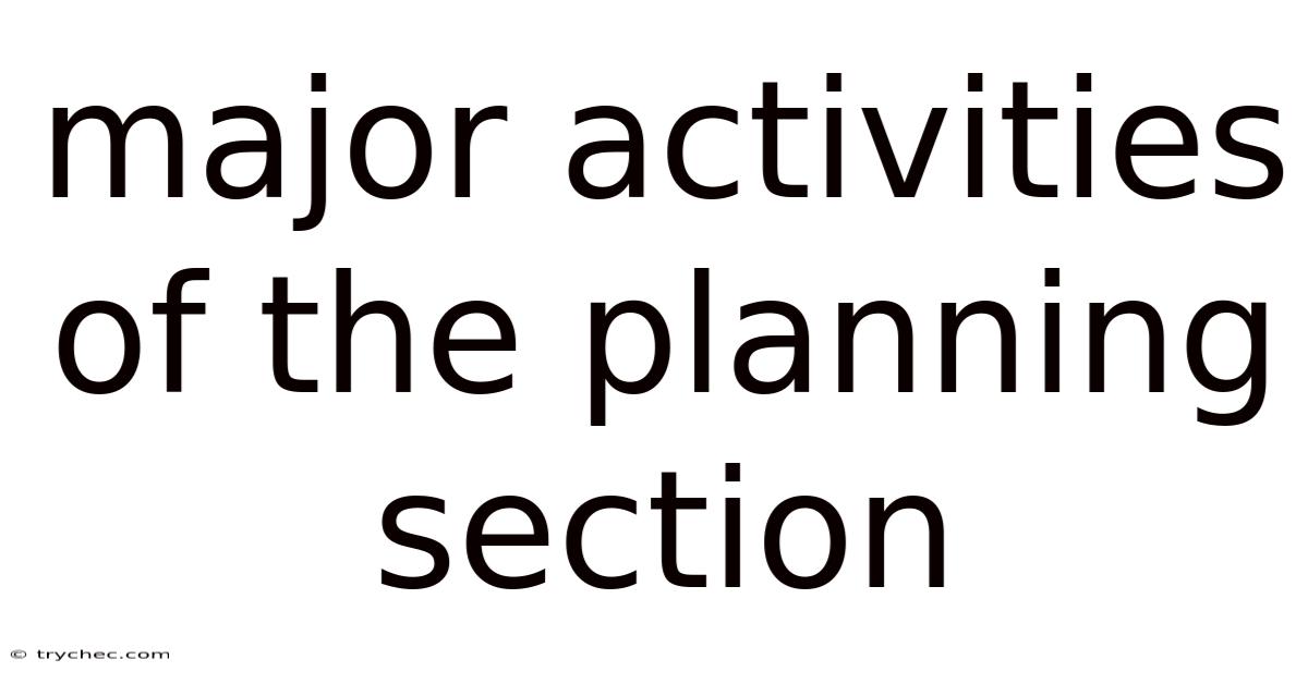 Major Activities Of The Planning Section