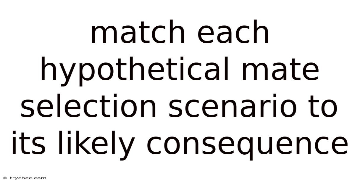 Match Each Hypothetical Mate Selection Scenario To Its Likely Consequence