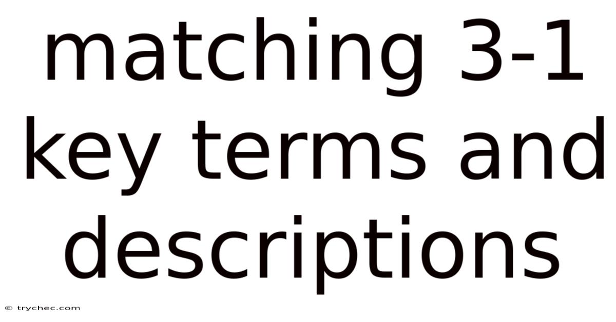 Matching 3-1 Key Terms And Descriptions