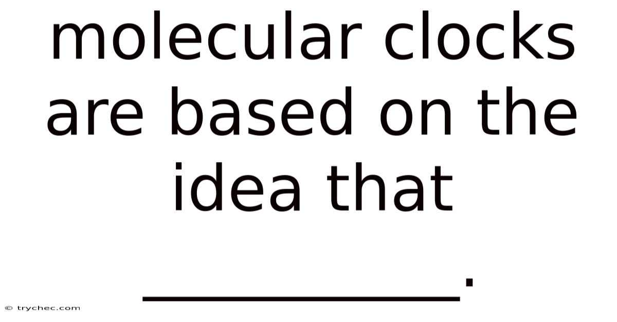 Molecular Clocks Are Based On The Idea That __________.