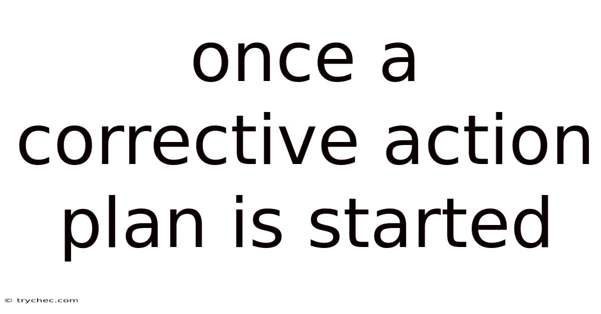 Once A Corrective Action Plan Is Started