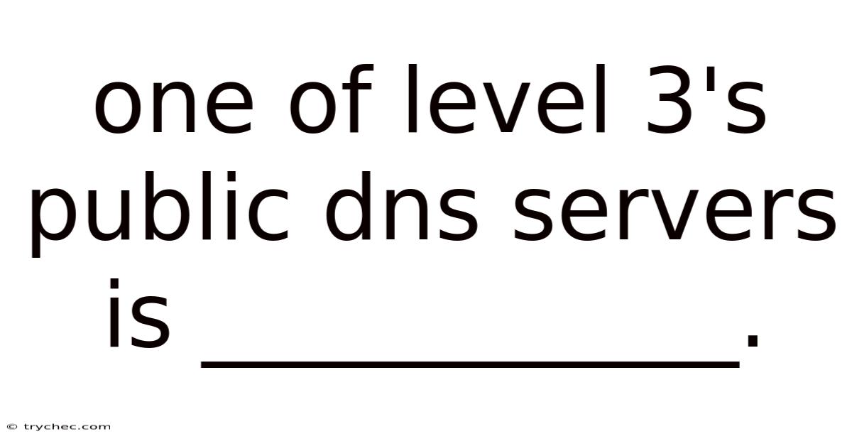 One Of Level 3's Public Dns Servers Is ____________.