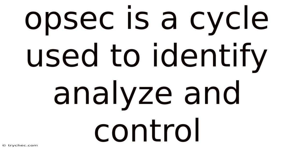 Opsec Is A Cycle Used To Identify Analyze And Control