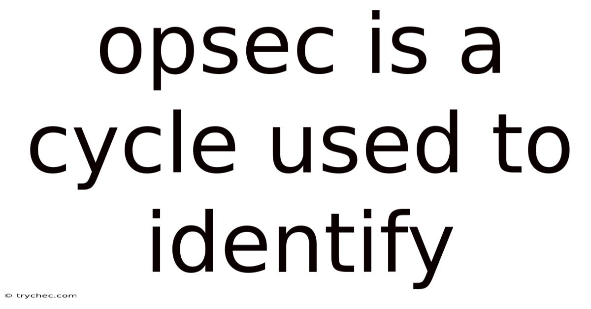 Opsec Is A Cycle Used To Identify