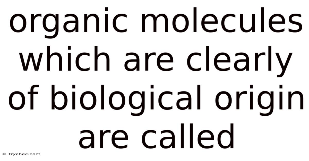 Organic Molecules Which Are Clearly Of Biological Origin Are Called