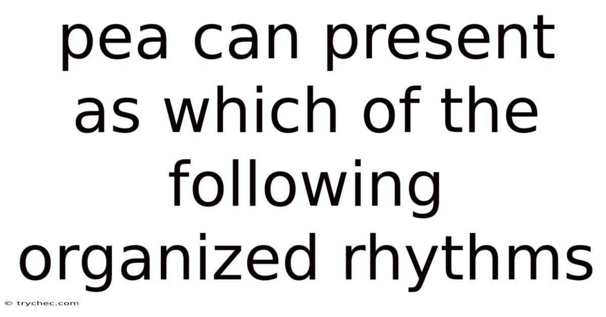 Pea Can Present As Which Of The Following Organized Rhythms