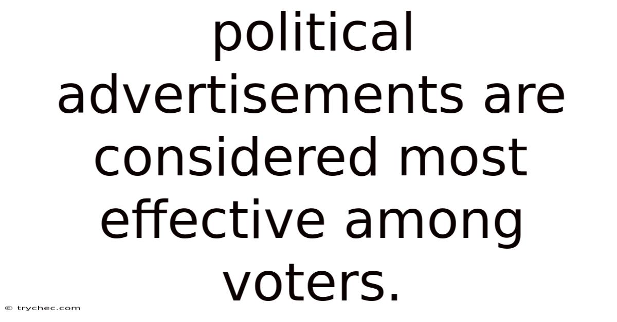 Political Advertisements Are Considered Most Effective Among Voters.