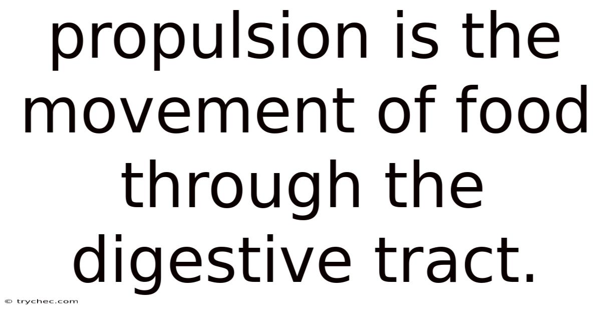 Propulsion Is The Movement Of Food Through The Digestive Tract.