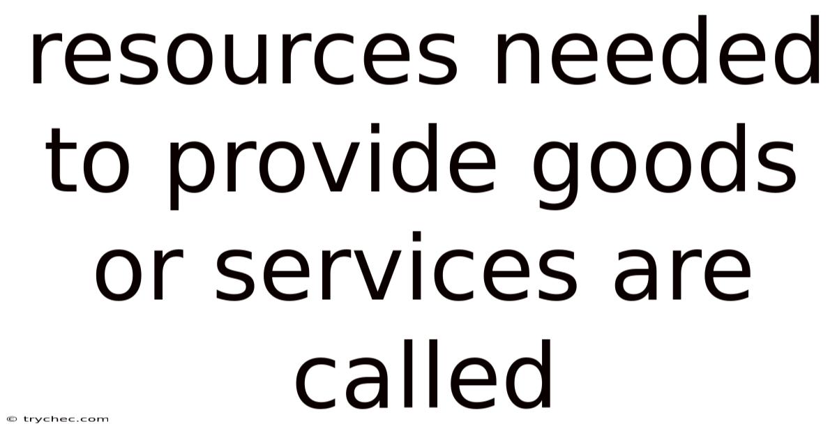 Resources Needed To Provide Goods Or Services Are Called