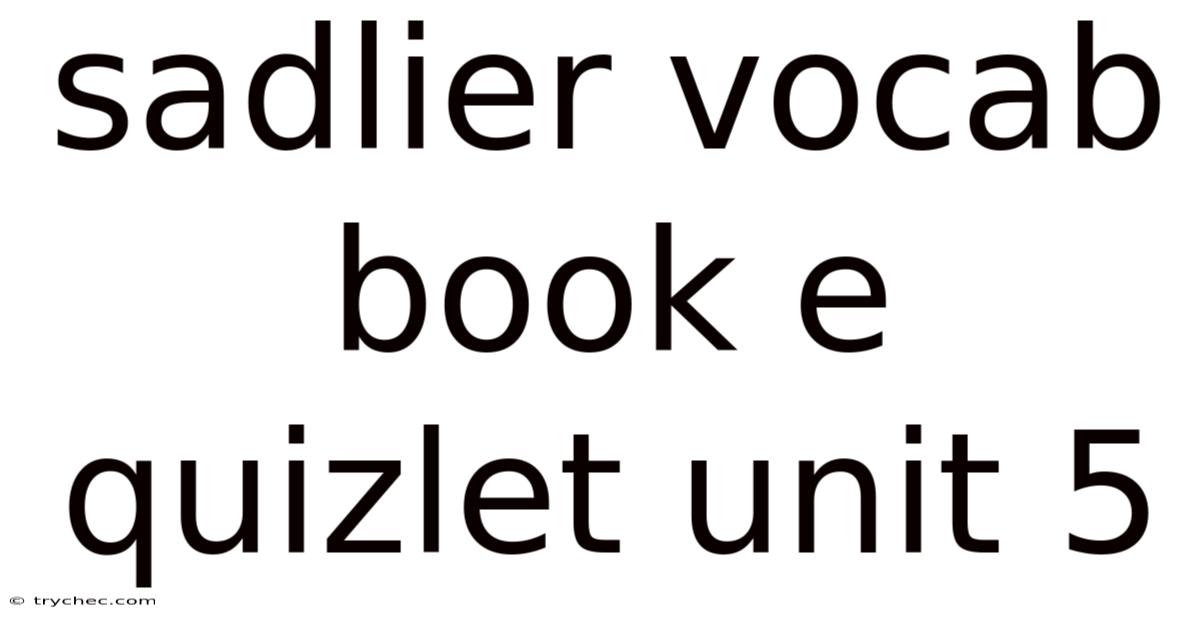 Sadlier Vocab Book E Quizlet Unit 5