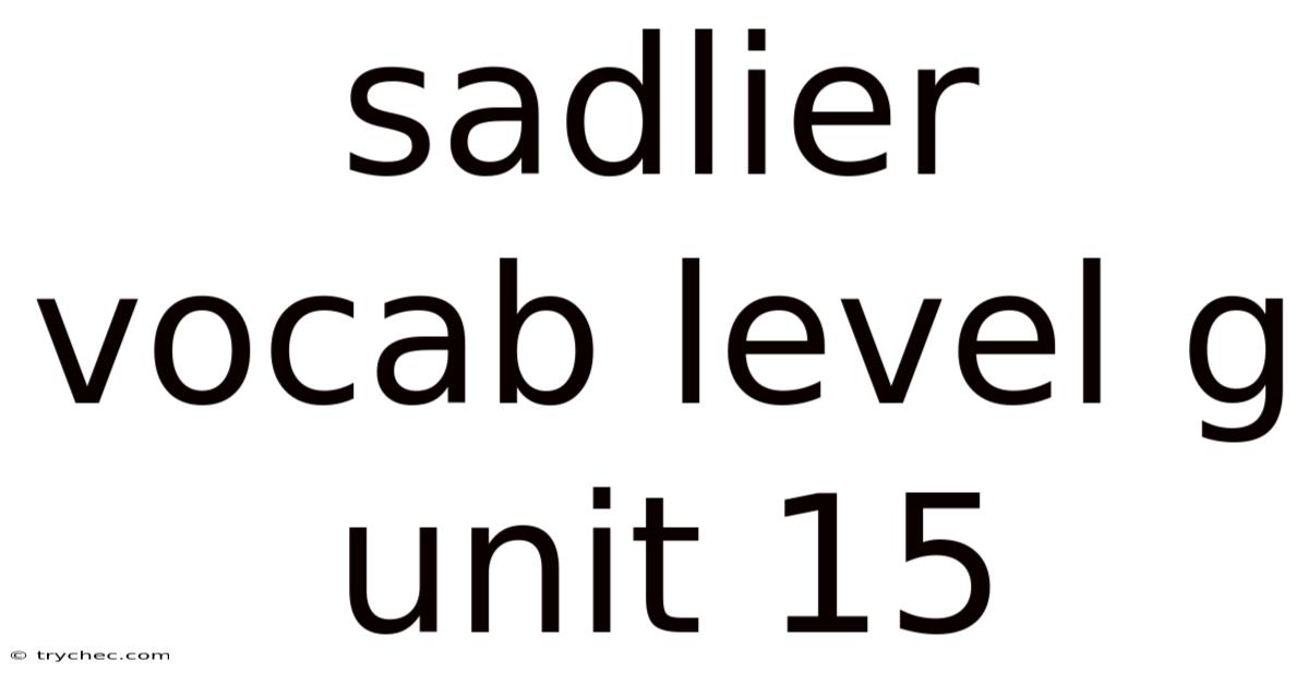 Sadlier Vocab Level G Unit 15