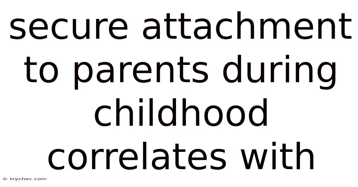 Secure Attachment To Parents During Childhood Correlates With