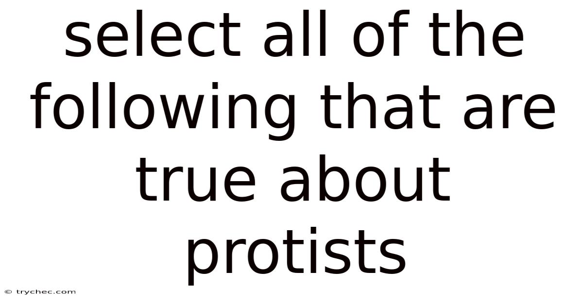 Select All Of The Following That Are True About Protists