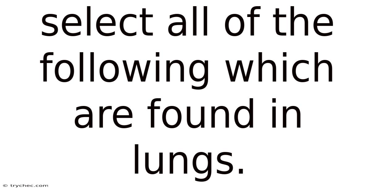 Select All Of The Following Which Are Found In Lungs.