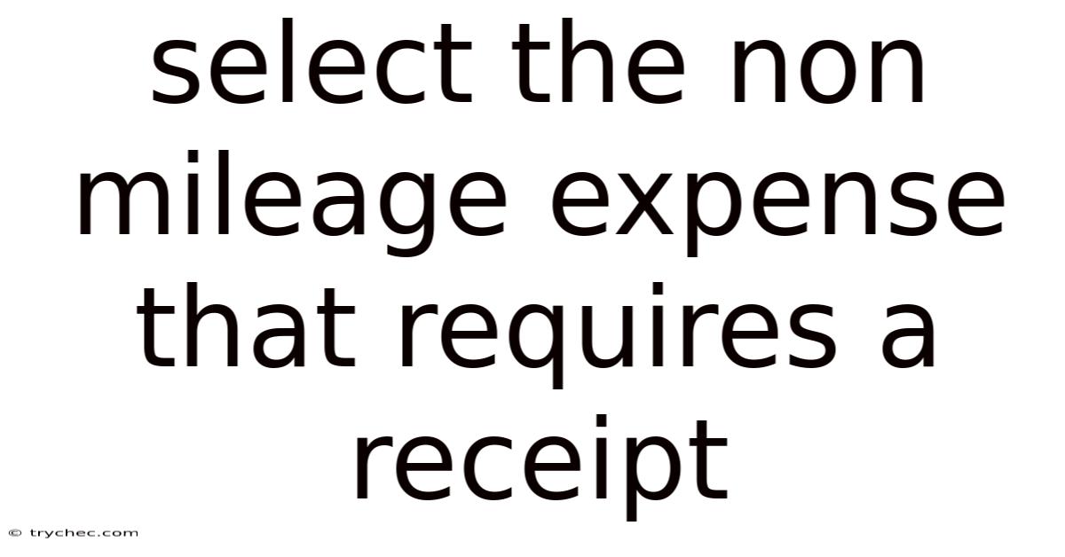 Select The Non Mileage Expense That Requires A Receipt